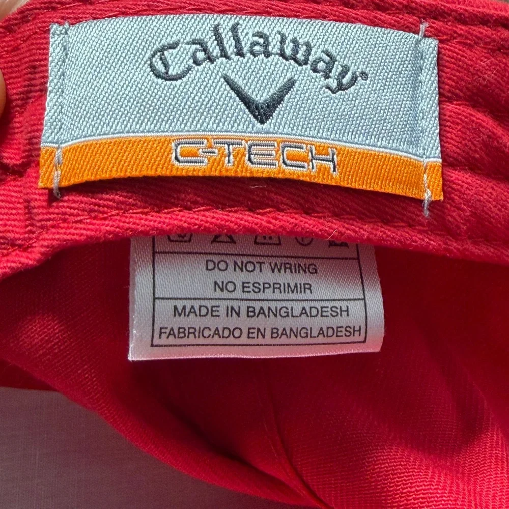 A+ Callaway C-Tech Mens Golf Hat Red Cotton Baseball Cap Chevron Logo Adjustable